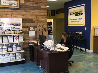 Reception area for EZCHEM USA's office